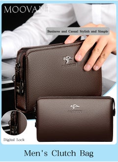 Buy Secure PU Leather Men's Clutch Wallet, with Zipper & Password Lock, Stylish Business Casual Handbag with Multiple Card Slots - Anti-Theft Design in Saudi Arabia