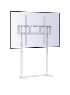 اشتري White TV Floor Stand Free Standing TV Mount Bracket Height Adjustable Tall TV Stand for 32”-100” Flat Panel LED LCD Screens Max VESA 800x400 up to Loading Weight 40KG في الامارات
