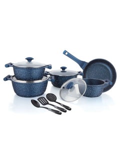 Buy 12- Piece Non-Stick Cast Aluminium Essentials Granite Induction Base Cookware Set in UAE