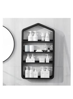 Buy Bathroom Rack, Makeup Organizer Shelf, Wall-mounted Cosmetic Storage Racks, Multi-layer Storage Shelf Cosmetic Organizer, Nail-free Vanity Storage Racks for Home Bathroom Organizer (A-Black) in UAE