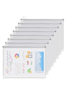 Buy Clear Plastic Envelopes (8-Pack) - A4 Zippered Poly File Folders - Translucent Expanding Document Organizer for School & Office in UAE