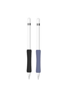 Buy Silicone Grip Holder (2 Pack) for Apple Pencil 2nd Generation Protective Pen Cover - Black & Grey in UAE