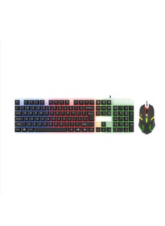 Buy Keyboard And Mouse Combo Gaming 7 Color Mixing light effect RGB 104 Keys Arabic And English - Multi color in Egypt