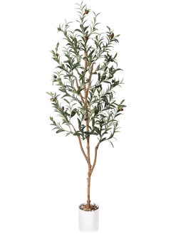 اشتري 5ft Artificial Olive Tree Tall Fake Potted Olive Silk Tree with Planter Large Faux Olive Branches and Fruits Artificial Tree for Modern Home Office Living Room Floor Decor Indoor في الامارات