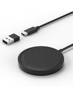 Buy Wireless Charger, 15W Max Fast Magnetic Wireless Charging Pad Compatible with iPhone 15/14/13/12 with USB-A Converter Black in Saudi Arabia