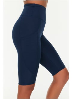 Buy Navy Blue Recovery High Waist Pocket Detailed Knitted Sports Biker/Cyclist Leggings TWOAW21TA0064 in Egypt