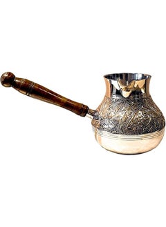 Buy Turkish coffee pot/Cezve/briki/Brass jazva/coffee warmer/Ramadan gift (Golden, S-200ml) Turkish coffee pot/Cezve/briki/Brass jazva/coffee warmer in UAE