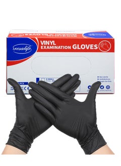 اشتري 100 Pcs Black Vinyl Disposable Gloves, Latex Free & Powder Free Gloves for Food Preparation, Household Cleaning, Hair Dye, Tattoo في الامارات