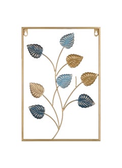 Buy Home Decor Wall Metal Leaf 3D Iron Art Wall Sculptures Hanging Decorations Hollowed-out Picture with Gold Frame in UAE