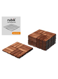 Buy Acacia Wood Floor Decking and Patio Interlocking Tile Flooring Pavers Composite Decking For Indoor and Outdoor - Pack of 9 Tiles in UAE