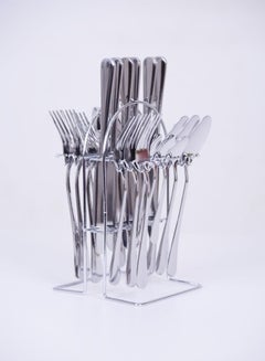 Buy 24 Pcs Stainless Steel Tableware/Flatware with stand | Mirror Polished Cutlery Set | Tableware Set of 6 Spoon/6 Tea Spoon/6Knife/6 Fork | BC320 in Saudi Arabia