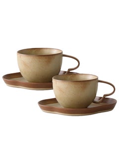 اشتري Set of 2 250ml Ceramic Coffee Cups with Comfortable Handle, Perfect for Coffee, Flat White, Latte, Espresso and Tea في الامارات