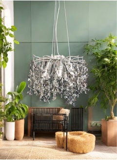 Buy White & Silver Color Square String Crystal Chandelier, Modern Style Silver Branches Hanging Small Square crystal For Villa, Living Room, Lobby, Dining Room, Cafe in Saudi Arabia