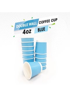 اشتري Disposable Double Wall Blue Coffee Cups 4 Ounce Coffee Cups To Go 25 pack Paper Coffee Cups and Designs, Recyclable, Hot Coffee Cups. في الامارات