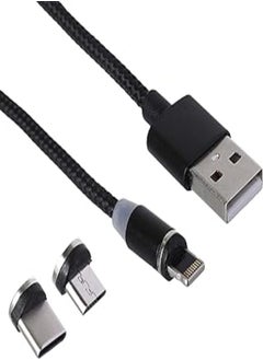 Buy Keendex 1647 Magnetic 3-In-1 Charging Cable, Micro, Type-C and Lightning - Black in Egypt