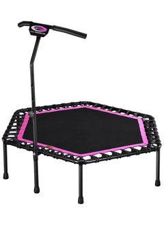 Buy 48" Foldable Hexagon Fitness Trampoline with Adjustable Foam Armrests, Pink in Egypt