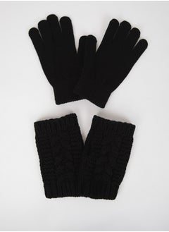 اشتري Women 2 Piece Black Knitted Gloves في مصر