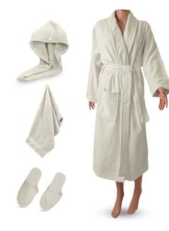 Buy A bath set consisting of a robe size XL a hair wrap a towel size 30x30 and a rag made of the finest cotton in Saudi Arabia