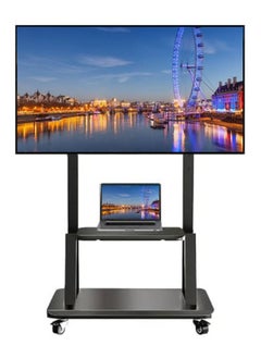 Buy Mobile TV Stand Rolling TV Cart Floor Stand with Wheels Height Adjustable Shelf For 32-80 Inch TV Stand Flat Screen or Curved TVs Monitors Display Trolley in UAE