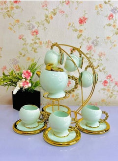 Buy Coffee Set with Cooler 15 Pieces with Stand - Mint Green in Egypt