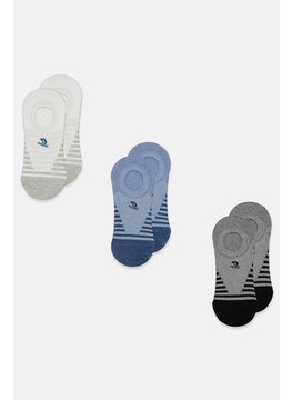 اشتري Men 3 Pairs Round Invisible Socks, Light Blue/Grey/White في السعودية