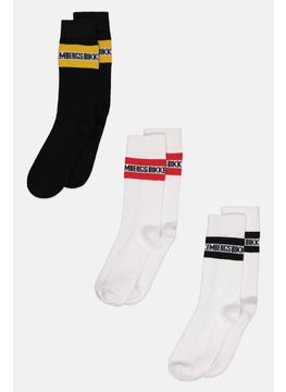 اشتري Men 3 Pairs Tennis Brand Logo Socks, White/Red/Black في السعودية