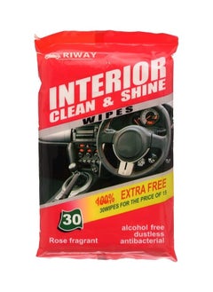 Buy Car Interior Freshener Cleaning Wipes from Dirt and Dust - Car Dashboard, Wheel, Seats & More - Cleaning for Cars, Trucks, Motorcycles - Pack of 30 Wipes - Rose Scent in Egypt