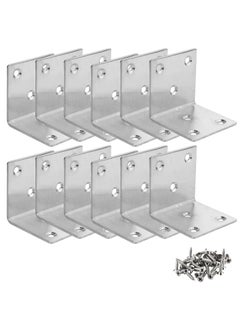 Buy Corner Angle Connecting Bracket Brace Plates with Screws, Timber Joining Fixing Repair L Connector for Shelf Furniture Chair Table Cabinet Bed (51x51x49mm) 12pcs in UAE