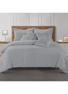 اشتري Delight Stripe Jacquard 10- Piece King Comforter BIAB Set 230x260 Cm Grey في الامارات