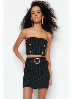 Buy Weave Sparkly Striped Skirt With Black Belt TPRSS23ET00020 in Egypt