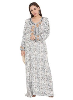 Buy HIGH QUALITY VISCOSE JALBIYA WITH MULTICOLOR THICK THREAD EMBROIDERY ARABIC KAFTAN JALABIYA DRESS in Saudi Arabia