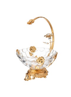 Buy Gold-Colored Metal Sweet Holder With Multi-Use Glass Dish in Saudi Arabia