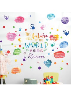 Buy Colorful Wall Stickers For Kids Kids Inspirational Quotes & Handprint Wall Decals Décor Self-Adhesive Rainbow Wall Stickers Kids Wall Stickers For Classroom/Library/Kids Bedroom in UAE