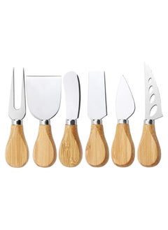 Buy 6-Piece Cheese Knife Set Stainless Steel Cheese Knives Cheese Fork Cheese Shovel With Bamboo Handle For Parties Party in UAE