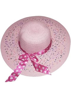 Buy Women's Beach Hat - Brim Straw Summer Sunshade Cap. Perfect for Travel, Foldable, and UV Protection,Baby Pink, Size M 43-44cm, 100% Paper Straw in UAE