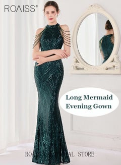 Buy Banquet Party Dress for Women Evening Dresses Sequins Floor-Length Mermaid Style Prom Ball Gown Wedding Elegant Slim Long Formal Dresses Bridesmaid Dress in Saudi Arabia