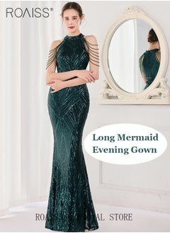 Buy Banquet Party Dress for Women Evening Dresses Sequins Floor-Length Mermaid Style Prom Ball Gown Wedding Elegant Slim Long Formal Dresses Bridesmaid Dress in UAE