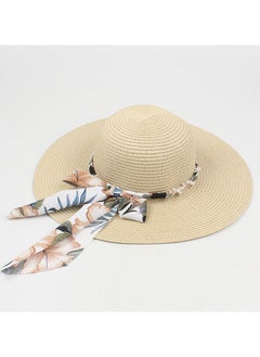 Buy New Hat Children's Fashion Print Ribbon Beach Sunshade in UAE