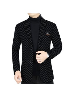 Buy New high-end mens suit jacket slim fit suit autumn and winter cotton and thickening work wear 2024 NewBlack Black in Saudi Arabia