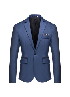 Buy Mens Fashion Autumn Suit Slim Fit Single-Breasted Blazer Royal Blue in UAE