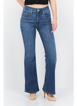 Buy Women Flare Fit High Rise Straight Leg Stretchable  Jeans, Blue in Saudi Arabia