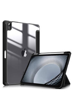 Buy iPad 10th Gen Case with Pencil Holder 2022 iPad 10.9 Inch Case, Clear Transparent Back Shell Trifold Protective Cases Shockproof Cover with Screen Protector (Black) in UAE