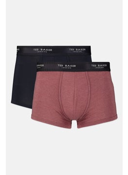 Buy Men 2 Pack Brand Logo Boxer Brief, Black/Mauve in Saudi Arabia