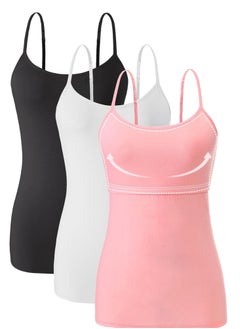 Buy Bundle Of (3) Shelf Bra Camisoles Adjustable Spaghetti Strap Tank Tops Scoop Neck Layer Cami in Egypt