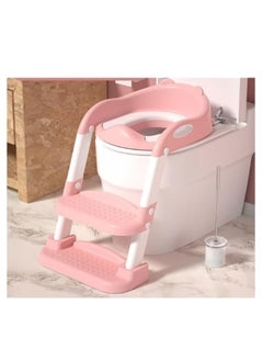 Buy TOYS-EGYPT Potty Training Seat with Ladder, Foldable Potty Seat, Splash Guard with Comfortable Anti-Slip Pad (Pink) Code (HB-001) in Egypt