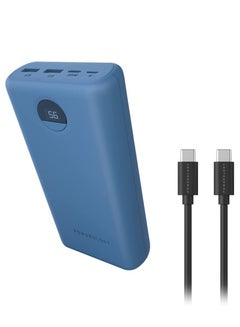 Buy Powerlogy 30000 mAh PD 45W Power Bank with Type-C to Type-C Cable 0.9m - Blue in Saudi Arabia