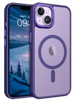 Buy Magnetic Case for iPhone 14, Compatible with MagSafe Shockproof Protection Cover, Translucent Matte Phone Case with Strong Magnet, Slim Case for Apple 14 6.1 Inch (2022)(Purple) in Saudi Arabia