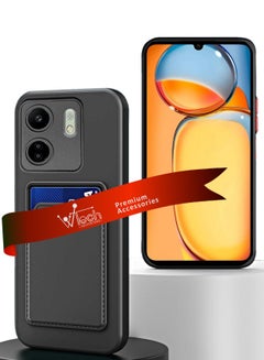 Buy Silicone TPU With Card Holder Case Cover For Xiaomi Redmi 13C 4G 2023 / Xiaomi Poco C65 4G 2023 Black in UAE