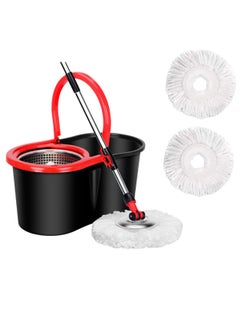 Buy Mops for Floor Cleaning Stainless Steel Spin Mop and Bucket with 5.8L Capacity, Hands Free Wringing, Telescopic Mop Handle, 360° Rotating Mop Head, Reusable Refills Black. in UAE