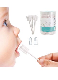 Buy Baby Finger Toothbrush, Baby Tongue Cleaner, Toothbrush Clean Gums Disposable Tongue Cleaner Soft Gauze Toothbrush Infant Oral Cleaning Stick Care for 0-36 Months Baby,2 finger cots and 30 brushes in UAE